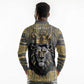 Personalized Black and Gold Lion Africa Long Sleeve Polo Shirt