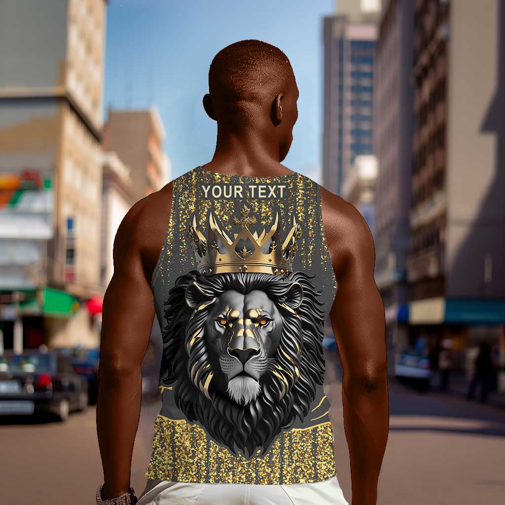 Personalized Black and Gold Lion Africa Men Tank Top