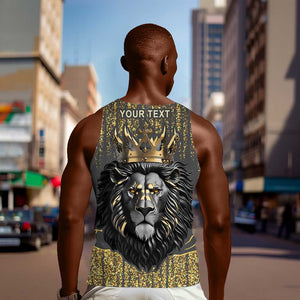 Personalized Black and Gold Lion Africa Men Tank Top