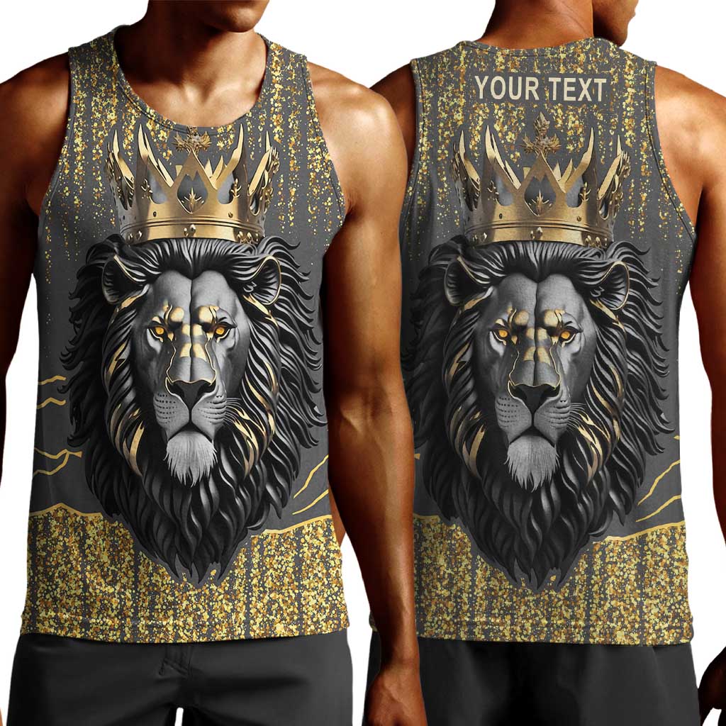 Personalized Black and Gold Lion Africa Men Tank Top