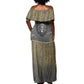 Personalized Black and Gold Lion Africa Off Shoulder Maxi Dress