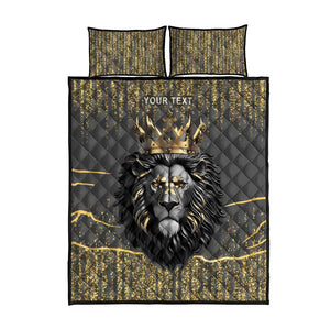 Personalized Black and Gold Lion Africa Quilt Bed Set