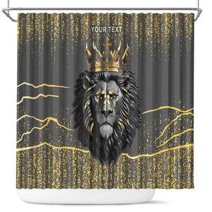 Personalized Black and Gold Lion Africa Shower Curtain