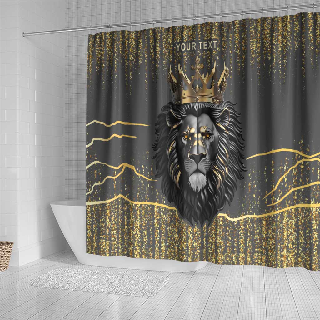 Personalized Black and Gold Lion Africa Shower Curtain