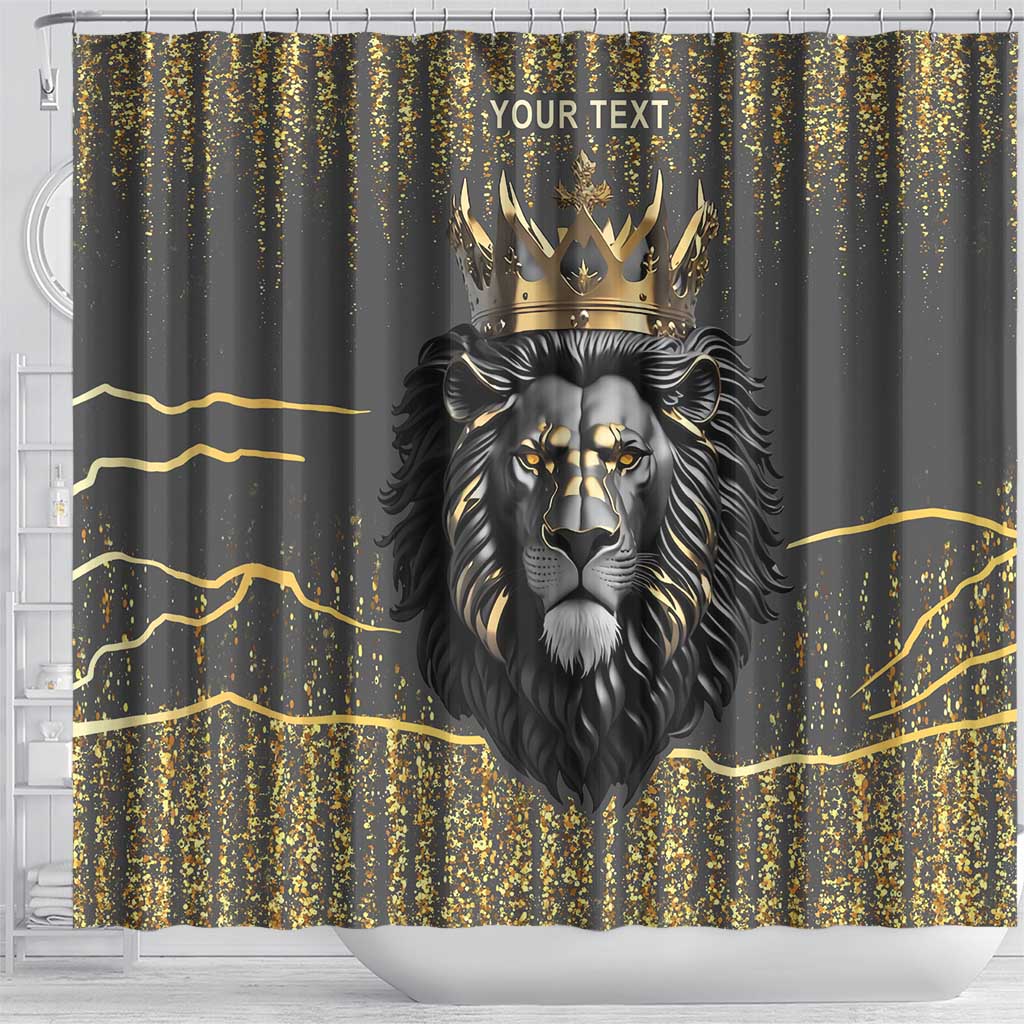 Personalized Black and Gold Lion Africa Shower Curtain