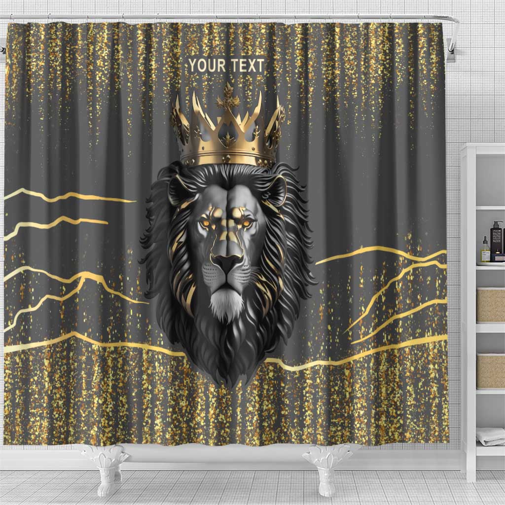 Personalized Black and Gold Lion Africa Shower Curtain