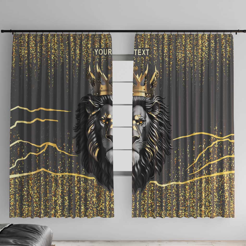 Personalized Black and Gold Lion Africa Window Curtain