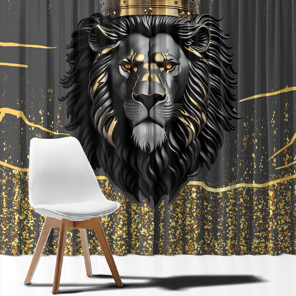 Personalized Black and Gold Lion Africa Window Curtain