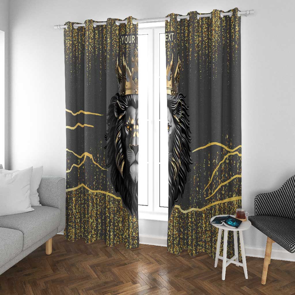 Personalized Black and Gold Lion Africa Window Curtain