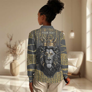 Personalized Black and Gold Lion Africa Women Casual Shirt DT03