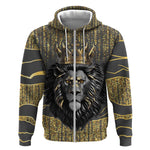 Personalized Black and Gold Lion Africa Zip Hoodie