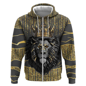 Personalized Black and Gold Lion Africa Zip Hoodie