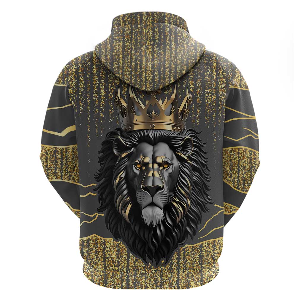 Personalized Black and Gold Lion Africa Zip Hoodie