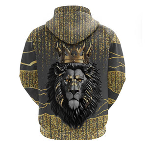 Personalized Black and Gold Lion Africa Zip Hoodie