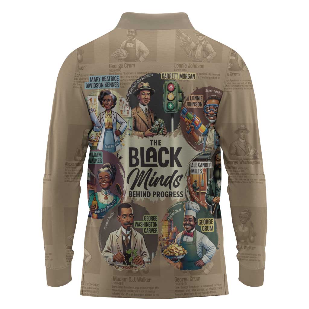 Africa Black Invention Long Sleeve Polo Shirt The Black Minds Behind Progress