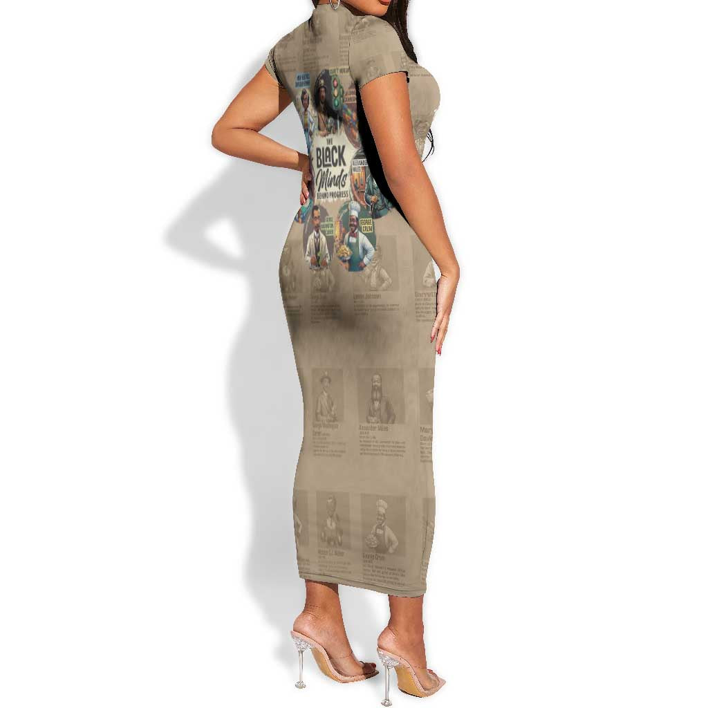 Africa Black Invention Short Sleeve Bodycon Dress The Black Minds Behind Progress DT03