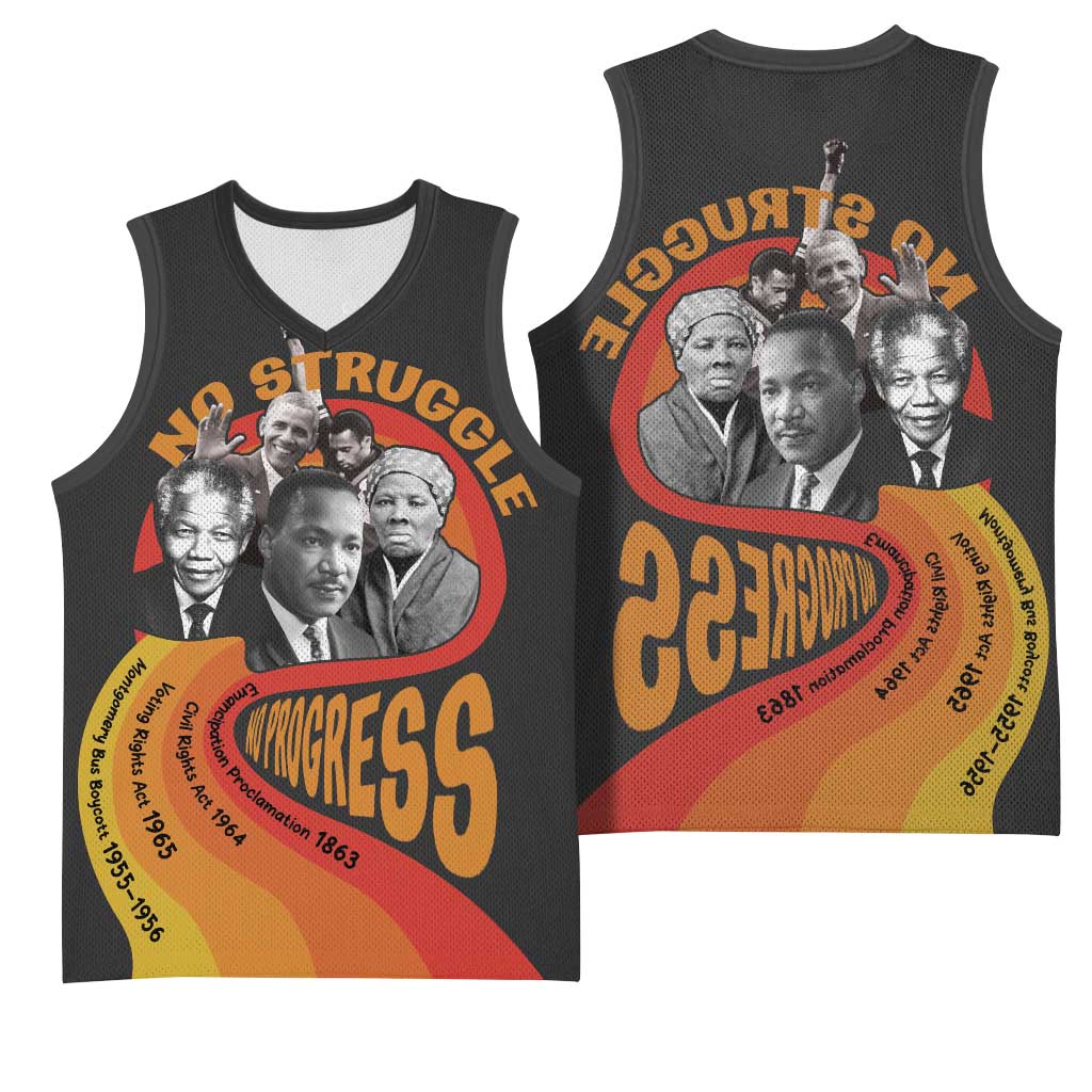 Civil Rights Leaders African American Basketball Jersey No Struggle No Progress - African Pride