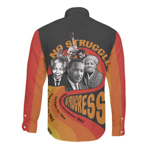 Civil Rights Leaders African American Long Sleeve Button Shirt No Struggle No Progress