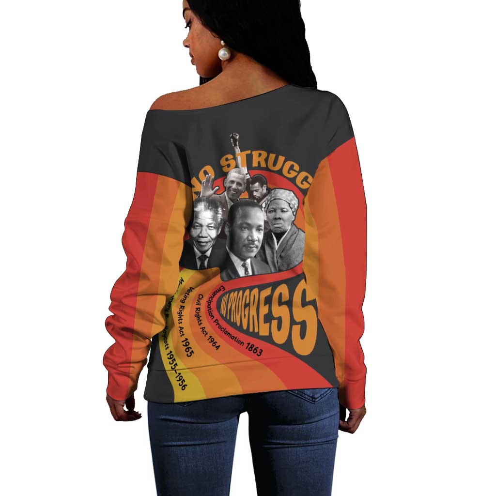 Civil Rights Leaders African American Off Shoulder Sweater No Struggle No Progress