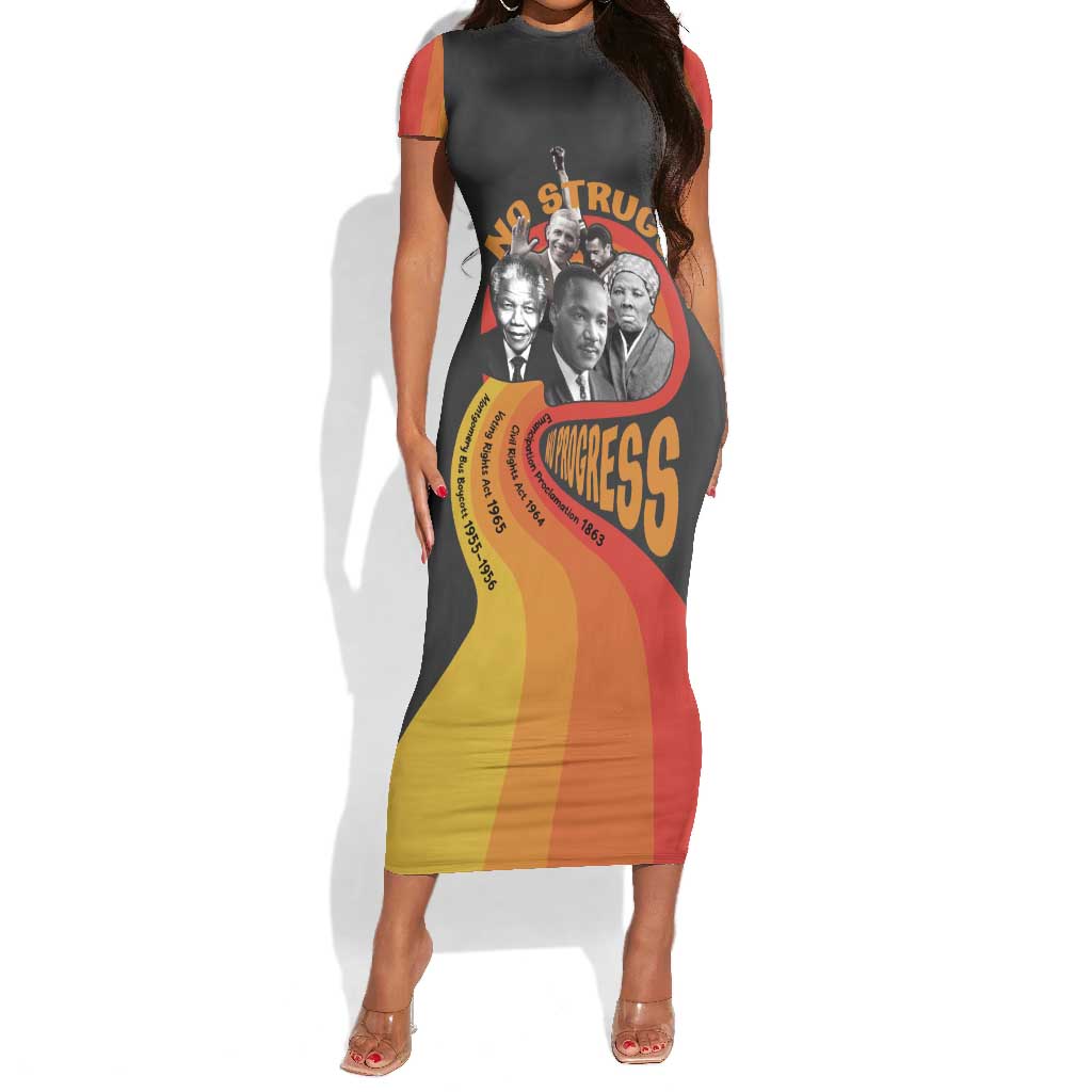 Civil Rights Leaders African American Short Sleeve Bodycon Dress No Struggle No Progress DT03