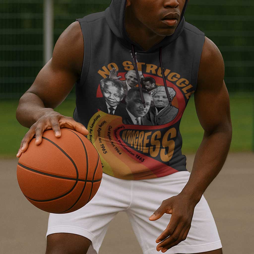 Civil Rights Leaders African American Sleeveless Hoodie No Struggle No Progress - African Pride