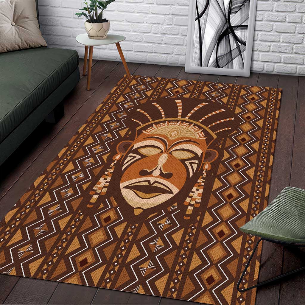 African Mask Printed Mudcloth Area Rug Afro Bogolan by AfricanPride
