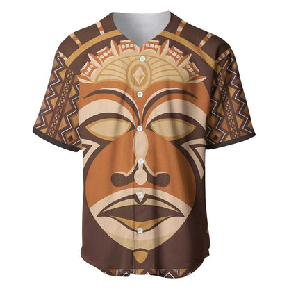 African Mask Printed Mudcloth Baseball Jersey Afro Bogolan