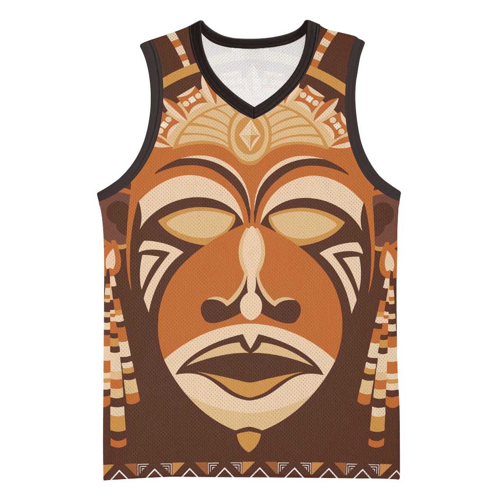 African Mask Printed Mudcloth Basketball Jersey Afro Bogolan - African Pride