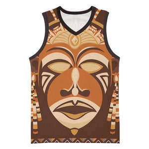 African Mask Printed Mudcloth Basketball Jersey Afro Bogolan - African Pride