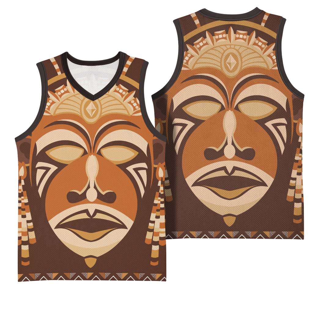 African Mask Printed Mudcloth Basketball Jersey Afro Bogolan - African Pride