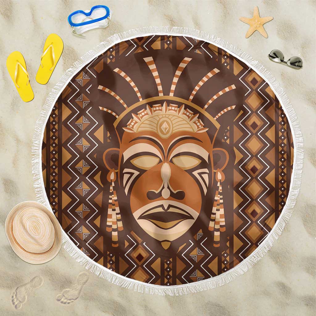 African Mask Printed Mudcloth Beach Blanket Afro Bogolan