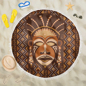 African Mask Printed Mudcloth Beach Blanket Afro Bogolan