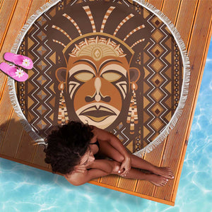 African Mask Printed Mudcloth Beach Blanket Afro Bogolan