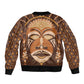African Mask Printed Mudcloth Bomber Jacket Afro Bogolan