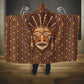 African Mask Printed Mudcloth Hooded Blanket Afro Bogolan