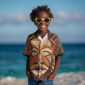 African Mask Printed Mudcloth Kid Hawaiian Shirt Afro Bogolan