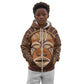 African Mask Printed Mudcloth Kid Hoodie Afro Bogolan