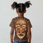 African Mask Printed Mudcloth Kid T shirt Afro Bogolan