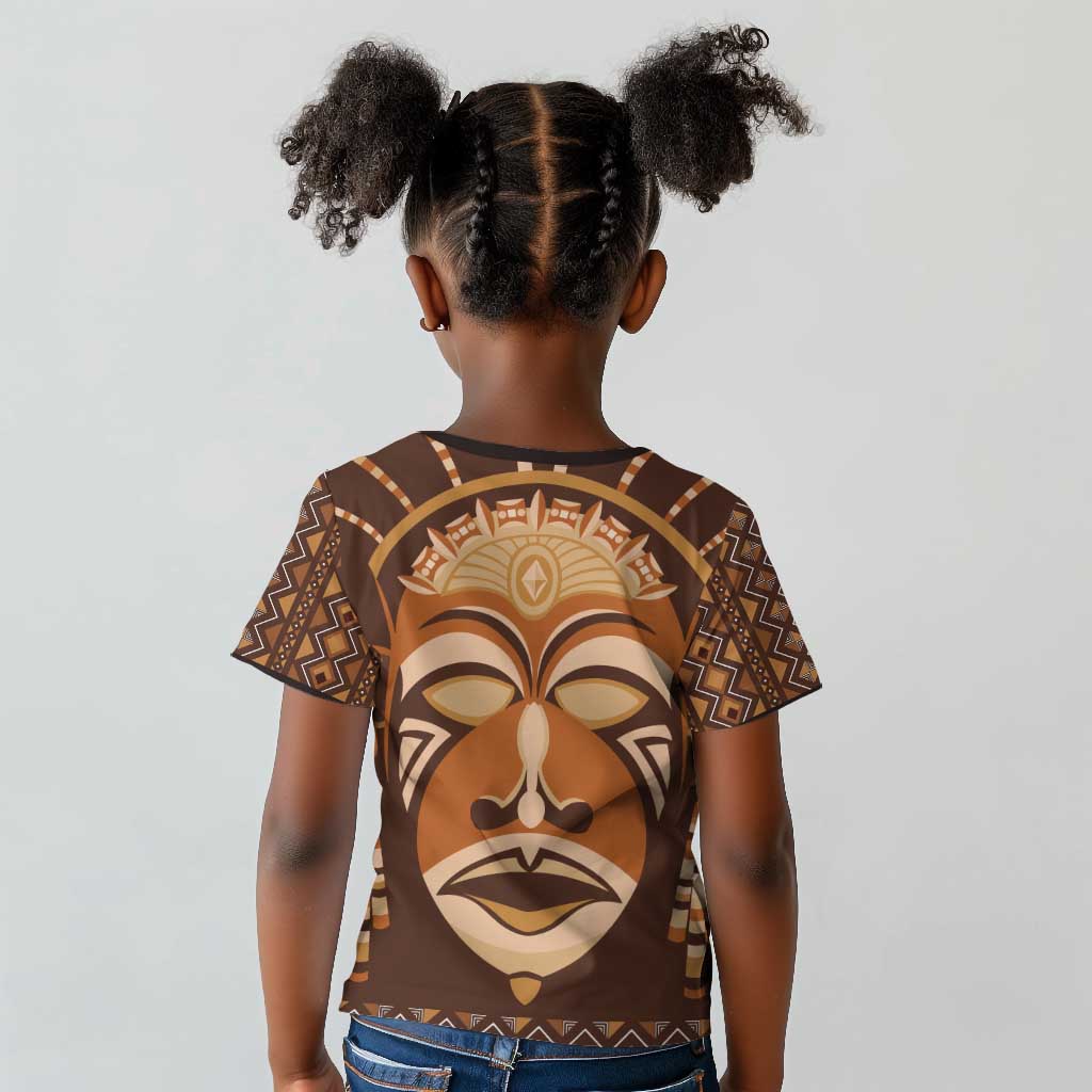 African Mask Printed Mudcloth Kid T shirt Afro Bogolan