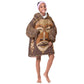 African Mask Printed Mudcloth Kid Wearable Blanket Hoodie Afro Bogolan