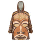 African Mask Printed Mudcloth Kid Wearable Blanket Hoodie Afro Bogolan