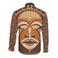 African Mask Printed Mudcloth Long Sleeve Button Shirt Afro Bogolan