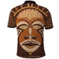African Mask Printed Mudcloth Polo Shirt Afro Bogolan