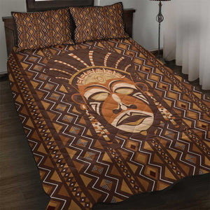 African Mask Printed Mudcloth Quilt Bed Set Afro Bogolan