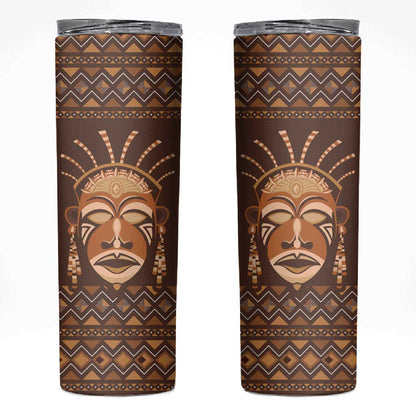 African Mask Printed Mudcloth Skinny Tumbler Afro Bogolan