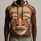 African Mask Printed Mudcloth Sleeveless Hoodie Afro Bogolan - African Pride