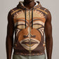 African Mask Printed Mudcloth Sleeveless Zip Hoodie Afro Bogolan - African Pride