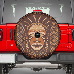 African Mask Printed Mudcloth Spare Tire Cover Afro Bogolan