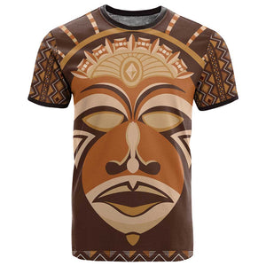 African Mask Printed Mudcloth T shirt Afro Bogolan