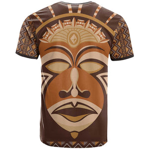 African Mask Printed Mudcloth T shirt Afro Bogolan